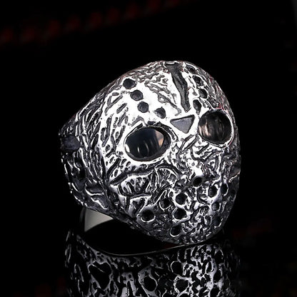 Punk Black Friday Killer Jason Mask Ring For Men Stainless Steel Retro Jason Mask Rings Biker Jewelry Creative Gift Wholesale