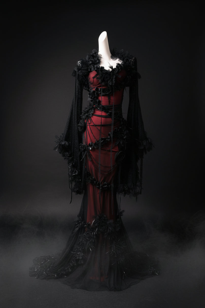 Gothic Lace Knit Dress — Harajuku Y2K Aesthetic