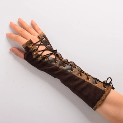 Half-Finger Gloves Ties Up Costume Accessories