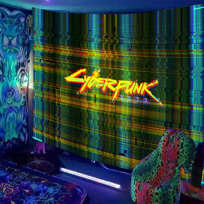 Fluorescent Cyberpunk Tapestry Wall Hanging