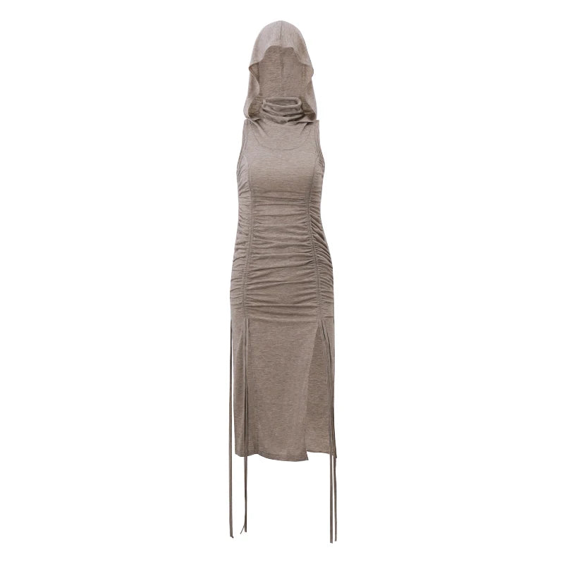 Dusk Charm Hooded Drawstring Dress