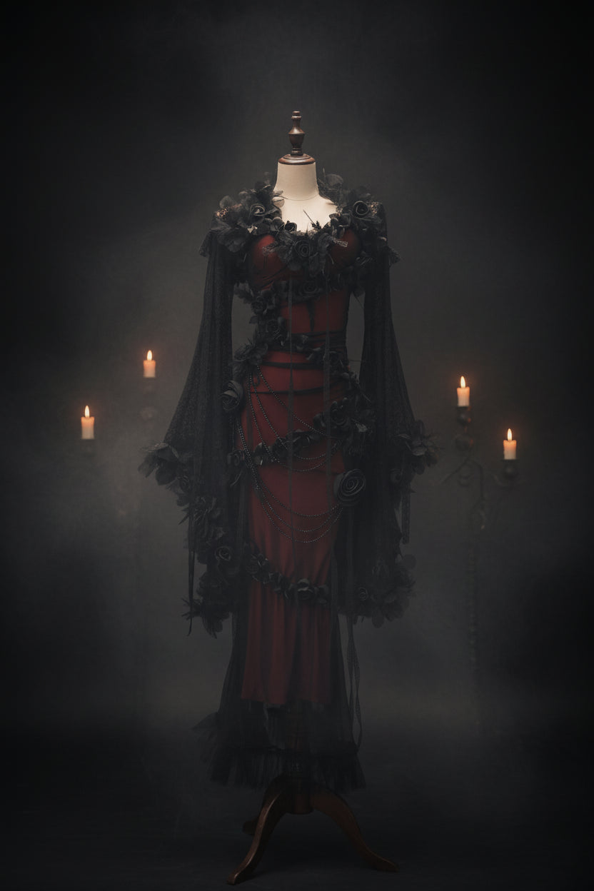 Gothic Lace Knit Dress — Harajuku Y2K Aesthetic