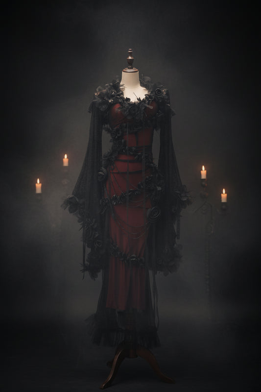 Gothic Lace Knit Dress — Harajuku Y2K Aesthetic