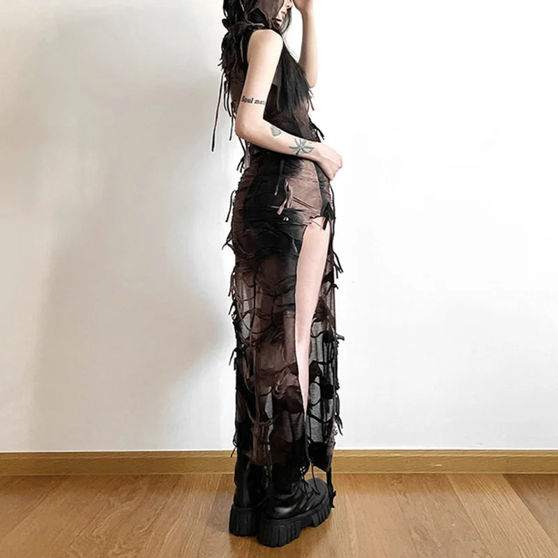Tie Dye Hooded Grunge Dress