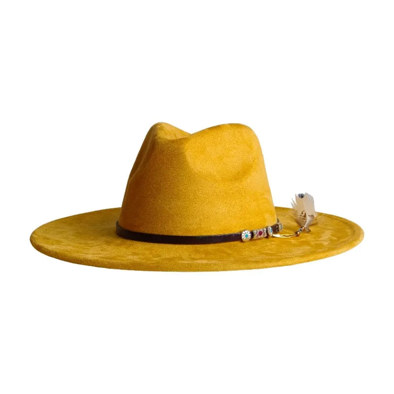 Wide Brim Suede Fedora — 36 Colors