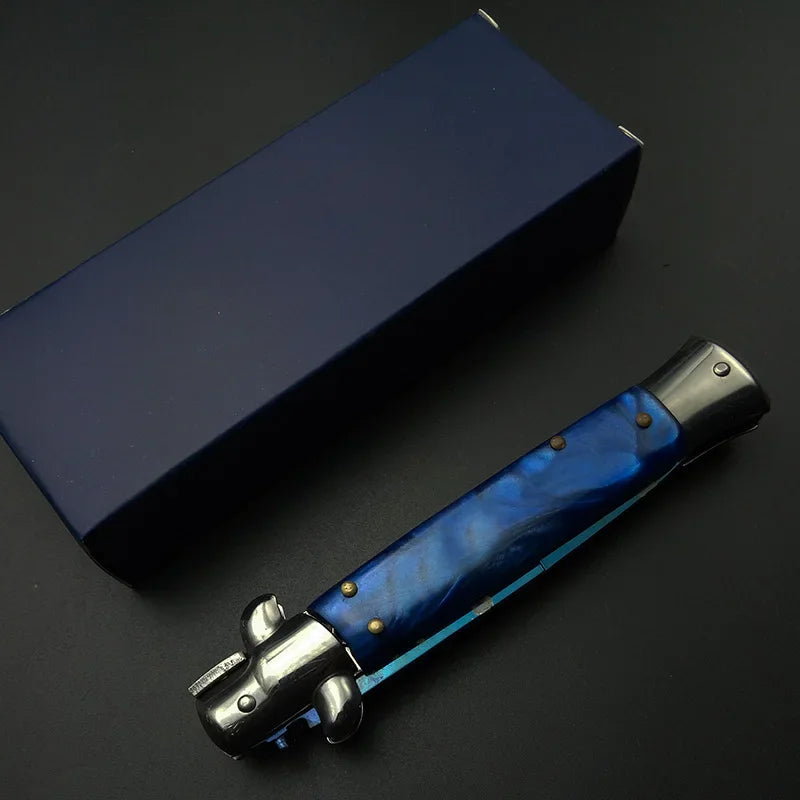 Elegant Blue Stiletto Pocket Knife - Godfather Edition