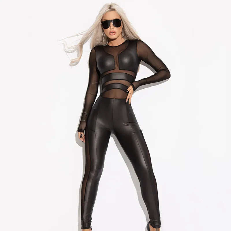 Black Mesh Jumpsuit