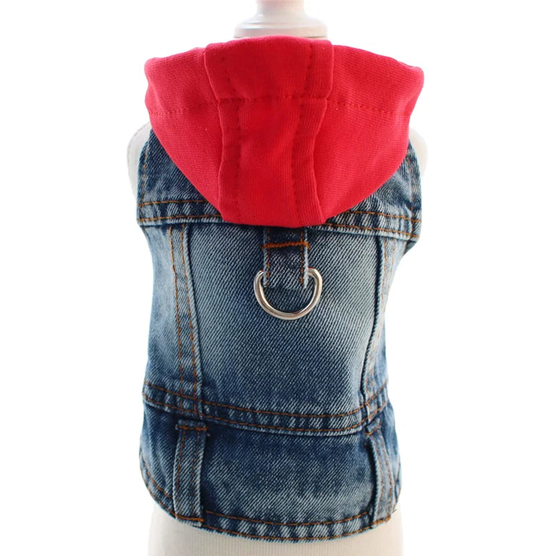 Dog Denim Jacket — Hoodie Harness Coat