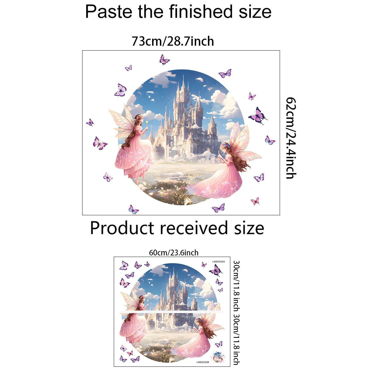 Creative butterfly princess castle sticker for girls room