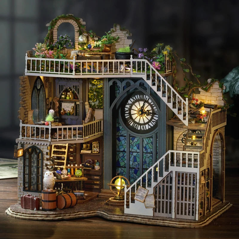 Dollhouse Roombox Magic Workshop Garden With Light