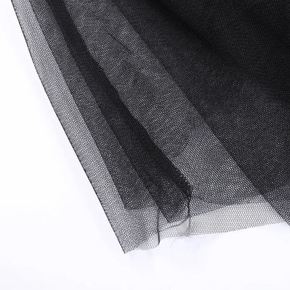 Gothic Mesh High-Waisted Asymmetrical Skirt