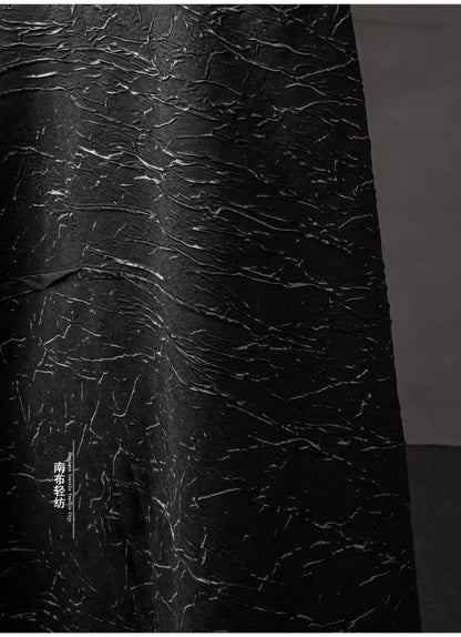Eco Pleat: Black Nylon-Rayon Fabric for Design Creations