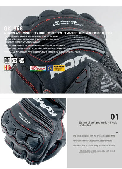 Komine GK-856 Sheepskin CE2 Motorcycle Gloves