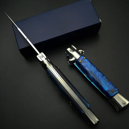 Elegant Blue Stiletto Pocket Knife - Godfather Edition