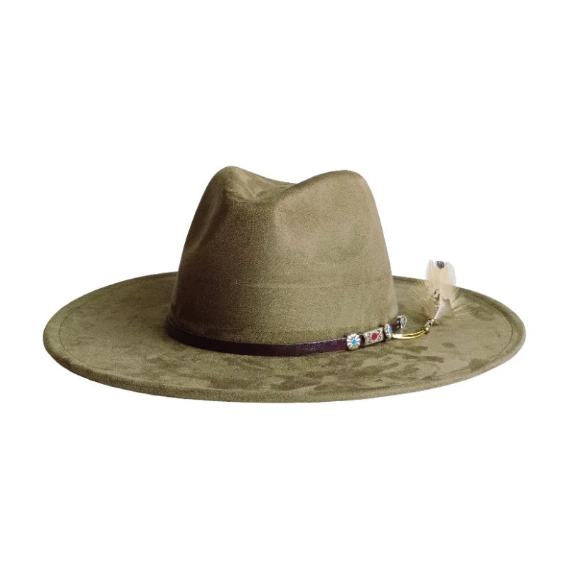 Wide Brim Suede Fedora — 36 Colors