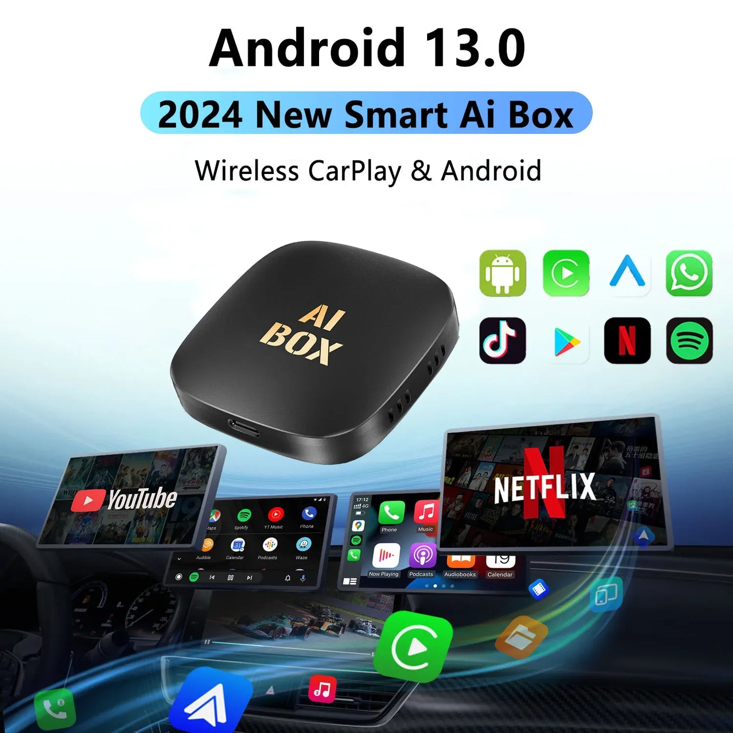 Smart Ai Box: Android 13 Wireless CarPlay Adapter