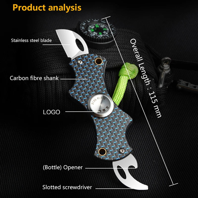 Spinner Carbon Fiber Handle Folding Knife Stress Playthings