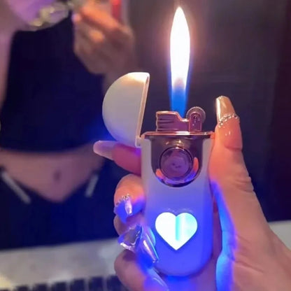 Oval Love Visible Window Double Flame Lighter