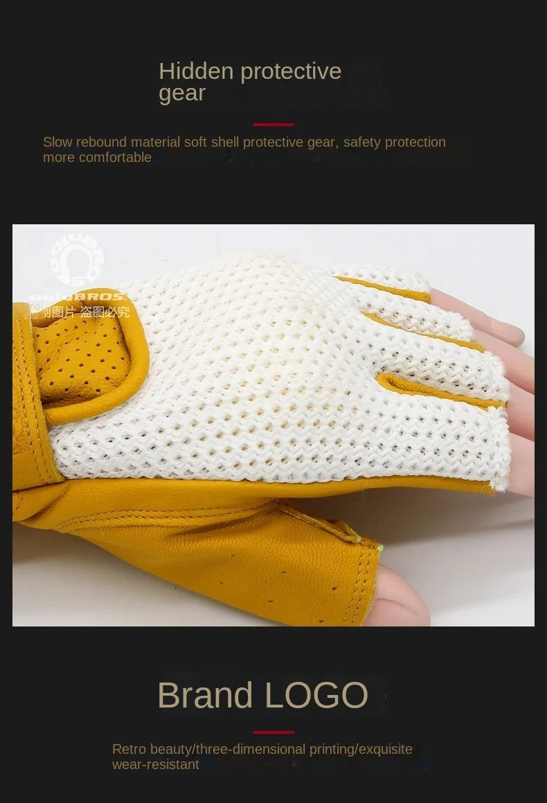Retro Breeze Half-Finger Motorcycle Gloves