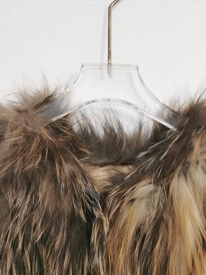 Raccoon fur woven jacket