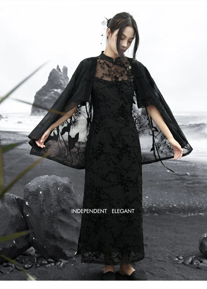 Summer Elegance: Crane Emblem Black Jacket for Women