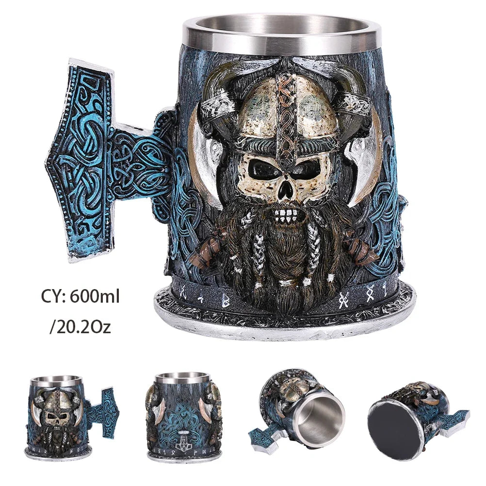 Medieval Dragon Resin Stainless Steel Mug 600ml Retro