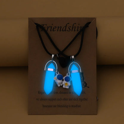 Heart Magnetic Attracts Couple Necklace Glow In The Dark