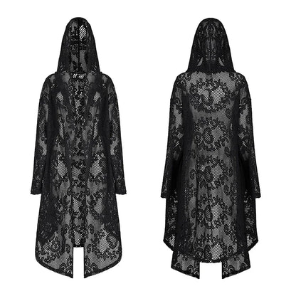 Gothic Loose Pockets Mesh Hooded