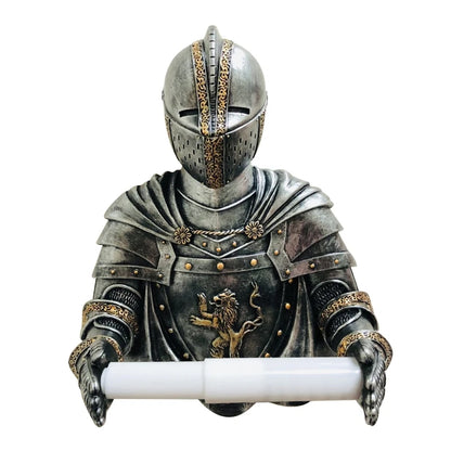 Medieval Statue Knight Toilet Paper Dispenser Wall Mounted Tissue Roll Holder Gothic Decor Paper Towel Holder Durable Q84D