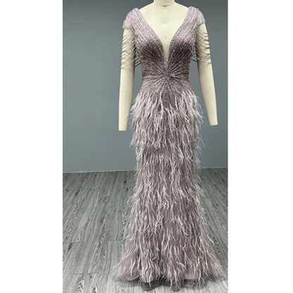 Pink Feathers Evening Dresses