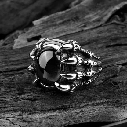 New Regal Retro Black Dragon Claw Ring Punk Men Ring Opening Adjustable Size Goth Punk Party Accessory Gift Wholesale