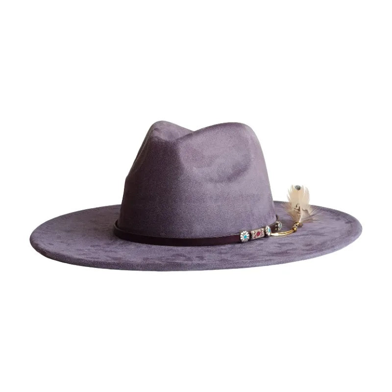 Wide Brim Suede Fedora — 36 Colors