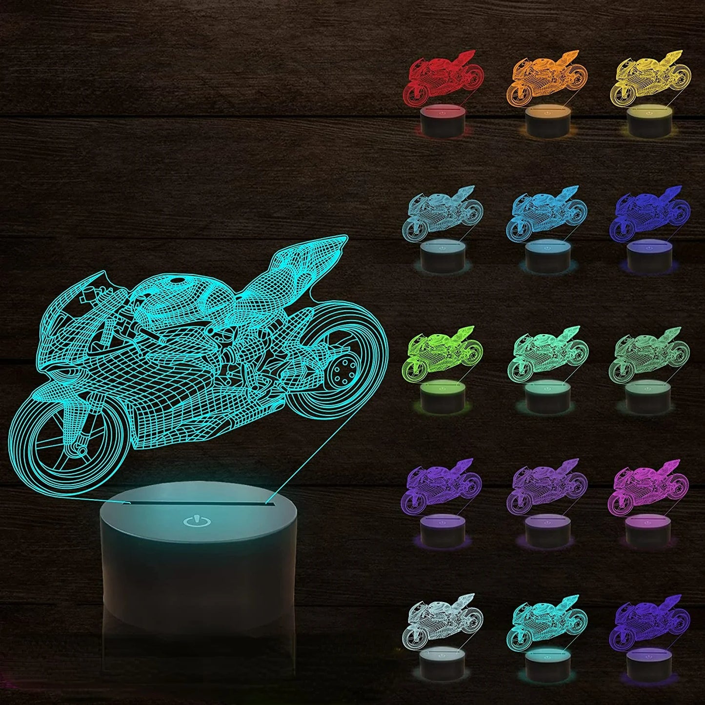 3D Motorcycle LED Lamp - Kids' Room Decor Gift