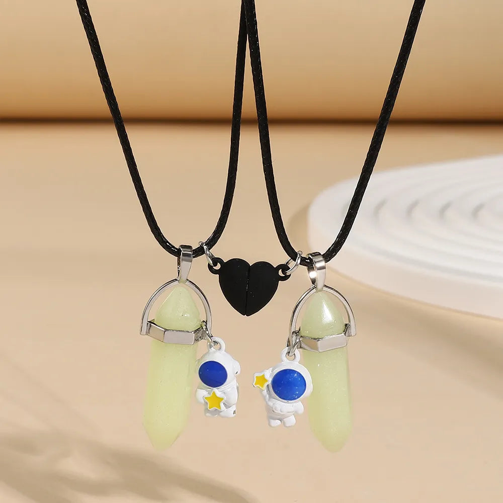 Heart Magnetic Attracts Couple Necklace Glow In The Dark