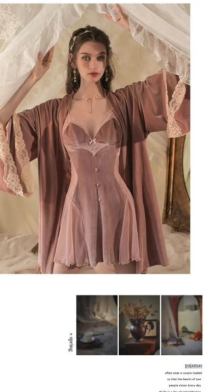 Mystic Moonlace Velvet Pajamas for Enchanted Nights