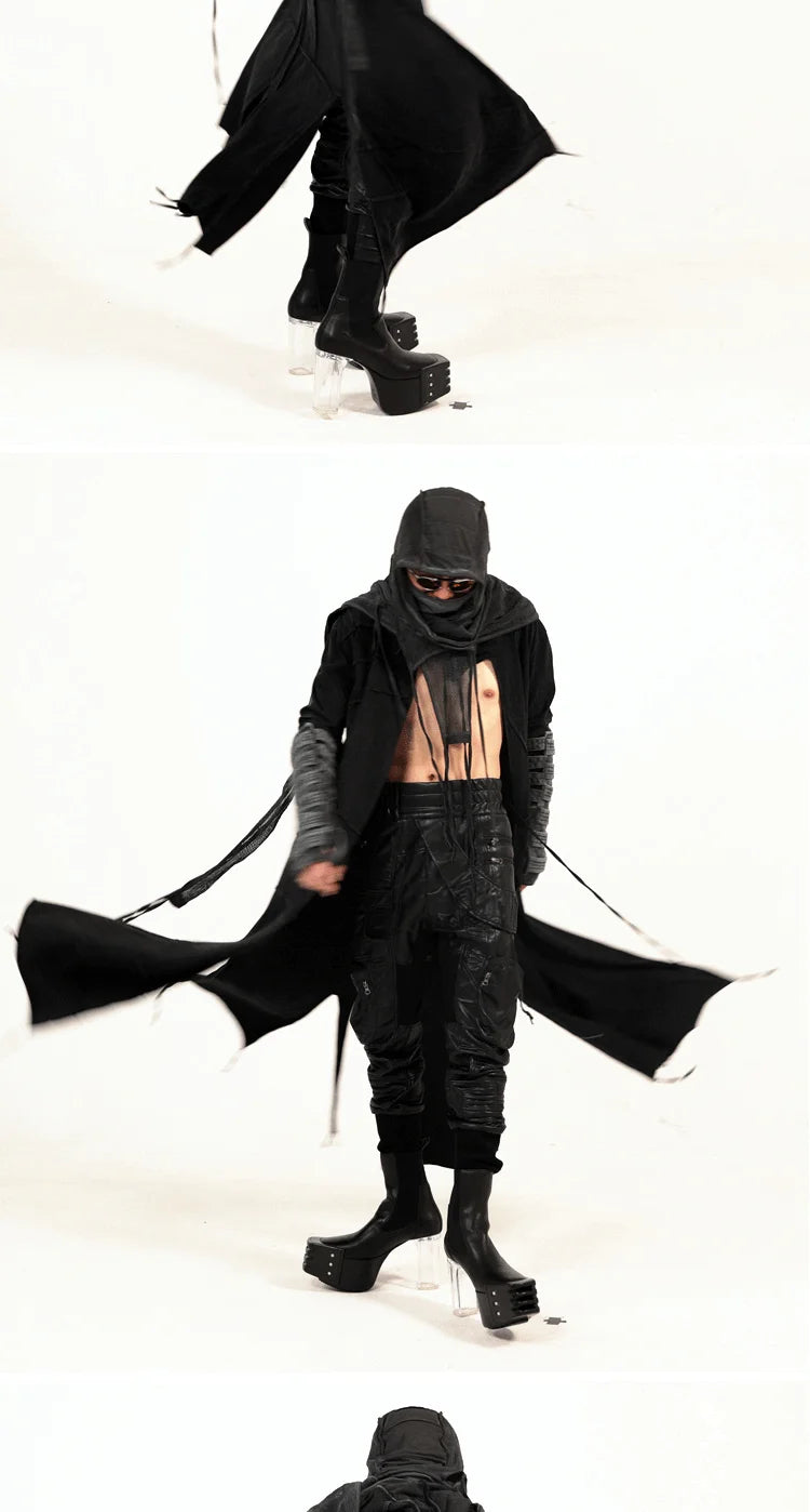 Gothic Vintage Distressed Hooded Cape Windbreaker