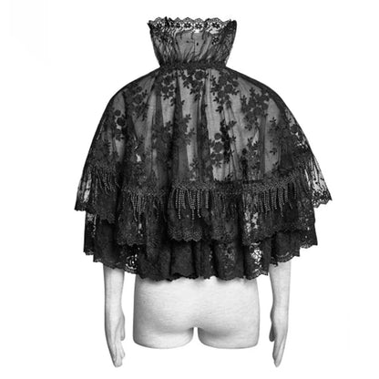 Dark Retro Goth Women Shawl Mesh Lace Patchwork