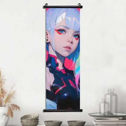 Cyber Rebecca Scroll Canvas: Futuristic Wall Art