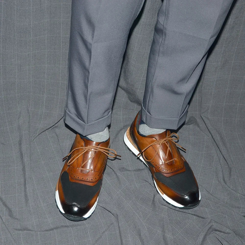 Luxury Brand Design Men's Sneakers Real Leather