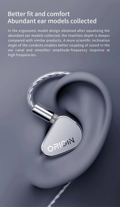 TANCHJIM ORIGIN DMT5 Dynamic Driver In-Ear Earphone IEM HiFi Music Earbuds Highly Pure Wire 0.78mm Wired Headset