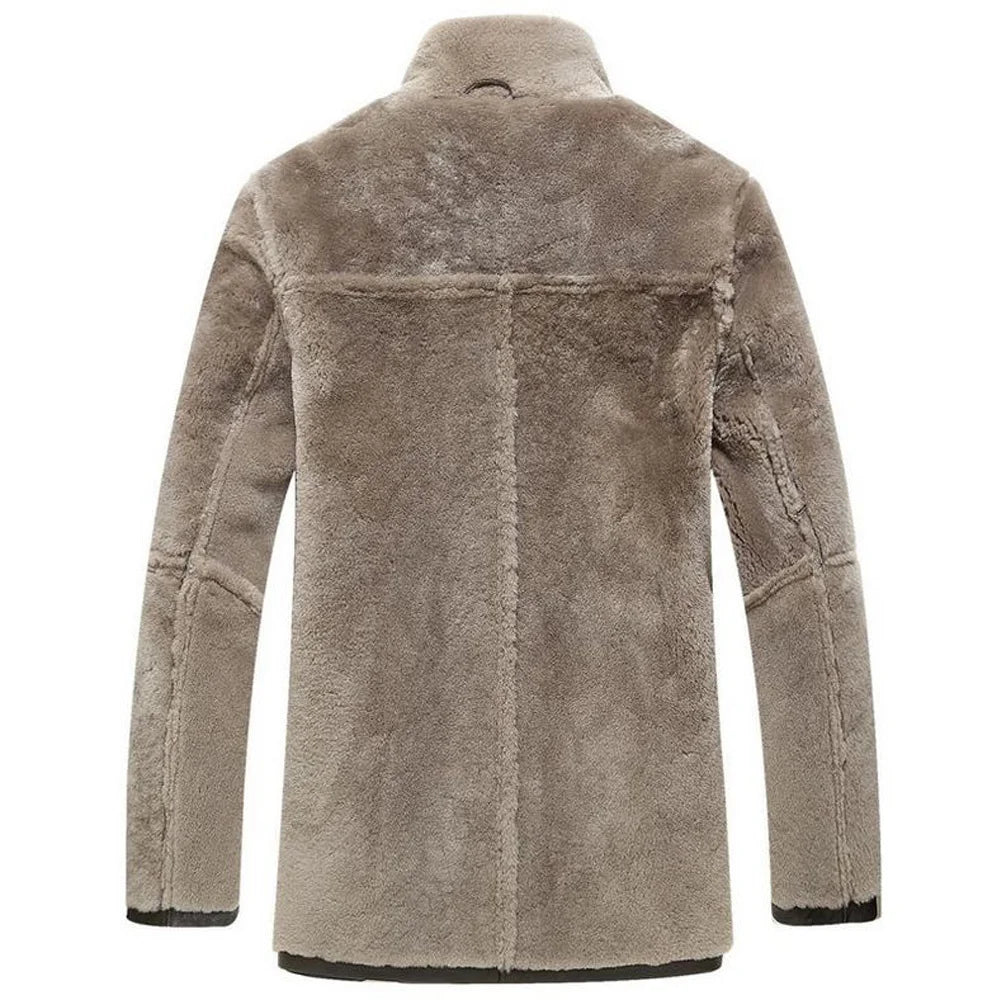 Genuine Leather Sheepskin Coats Thick Hooded