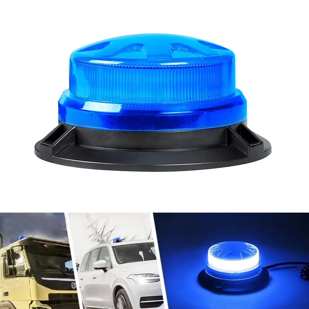 Mini Led Blue Rotating Warning Light With Magnet Amber 8 Modes