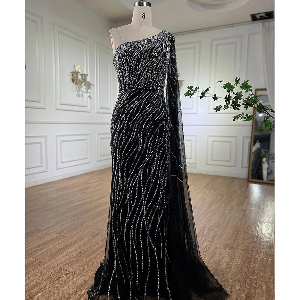 Serene Hill Black Mermaid Elegant Evening Dresses