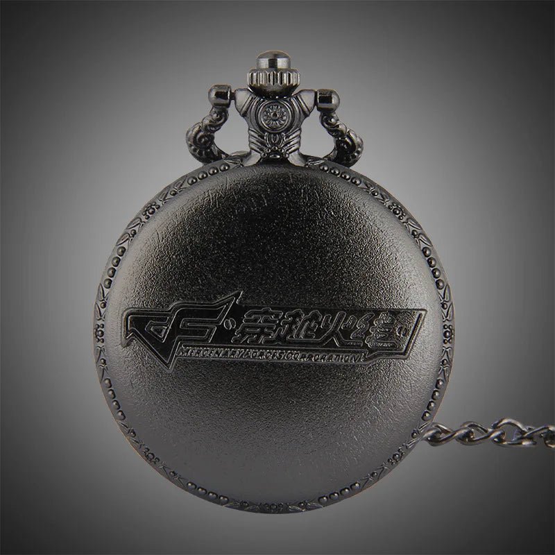 Retro Game Cross Fire Headshot Black Skull Quartz Pocket Watch