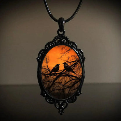 Gothic Retro Castle Cameo Necklace