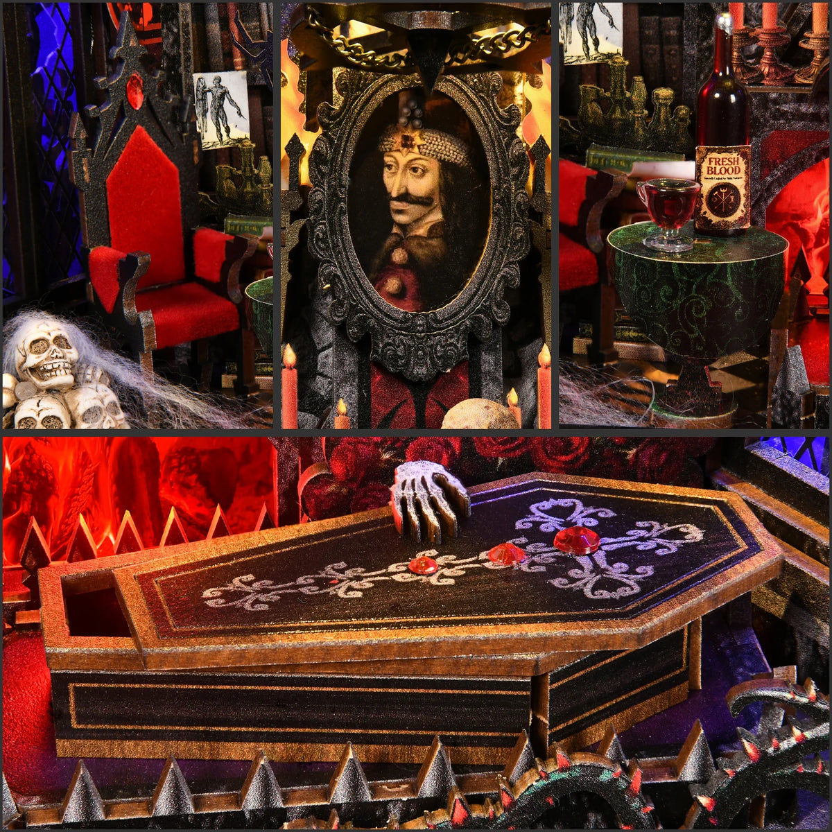 Vampire Book Nook Kit — Dracula Gothic DIY Wooden Puzzle
