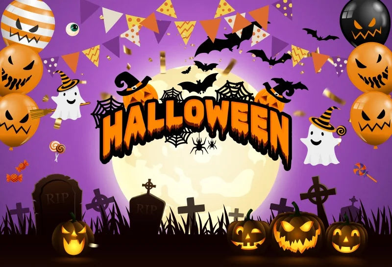 Moonlit Feline: Halloween Bat Castle Backdrop
