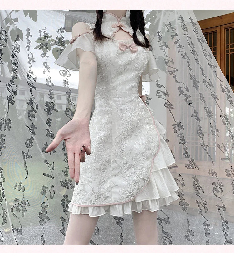 Elegant Tie-Dye Cheongsam Mini Dress