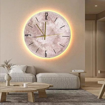 Celestial Sandstone Moon Clock & Light Decor