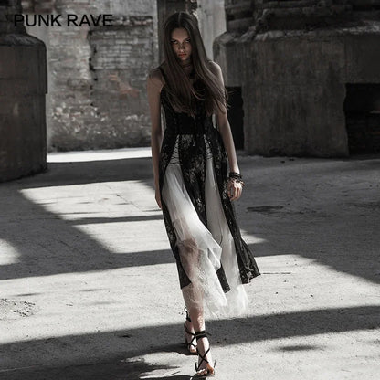 Gothic Elegance: Lace Split Long Dress